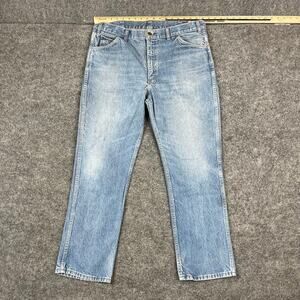 Saddle King Jeans Mens 36x29 Blue Straight Leg Distressed Fade Denim Classic